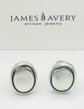 James Avery Retired 925 Sterling Silver Oval Button Dome French Clip On Earrings
